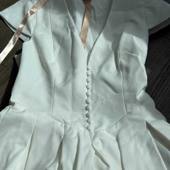 MESHKI Keely Cotton Cap Sleeve Mini Dress - White - Small - Picture 6 of 12